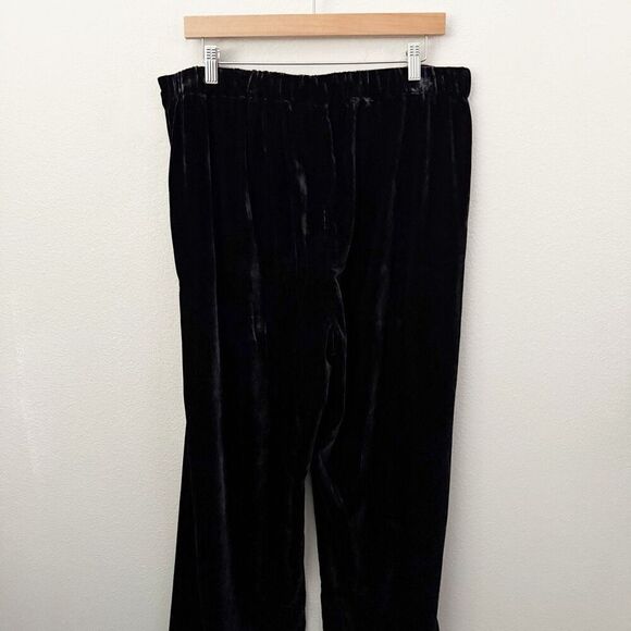 SOFT SURROUNDINGS | Aria Velvet Wide Leg Pants Solid Black Elastic Pull-on | XL - Picture 7 of 10
